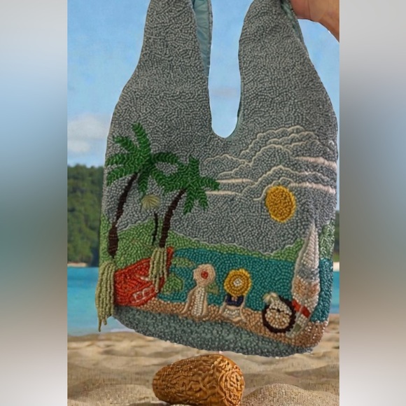 Handbags - Viral TikTok Beaded Beach Tote | Coastal Grandmother Preppy Vacation Bag